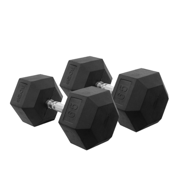 65 Pounds Rubber Hexagon Dumbbell