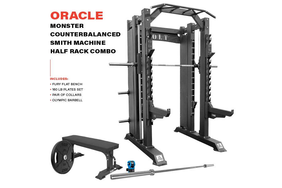 ORACLE MONSTER COUNTERBALANCED SMITH MACHINE HALF RACK COMBO HOME GYM PACKAGE - Bolt Fitness Supply
