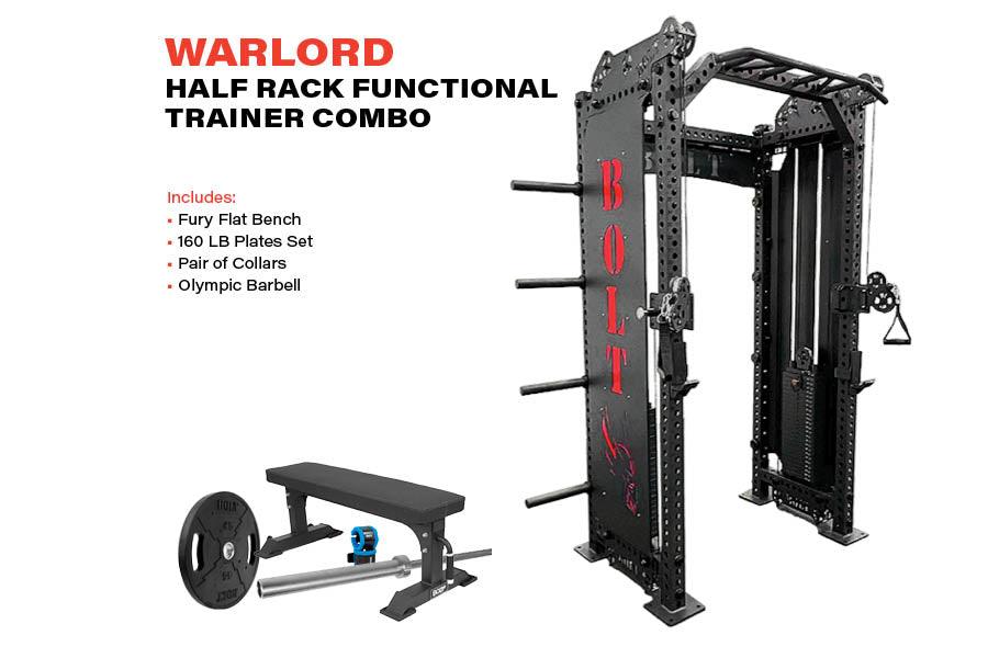 WARLORD HALF RACK FUNCTIONAL TRAINER COMBO HOME GYM PACKAGE - Bolt Fitness Supply