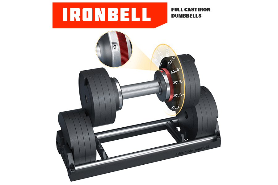 IRONBELL ADJUSTABLE DUMBBELL (PAIR) - Bolt Fitness Supply