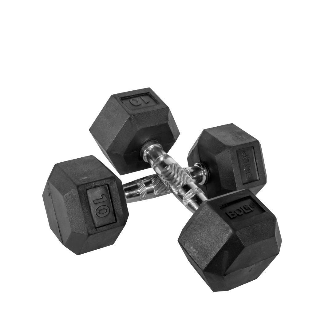 10 Pounds Rubber Hexagon Dumbbell