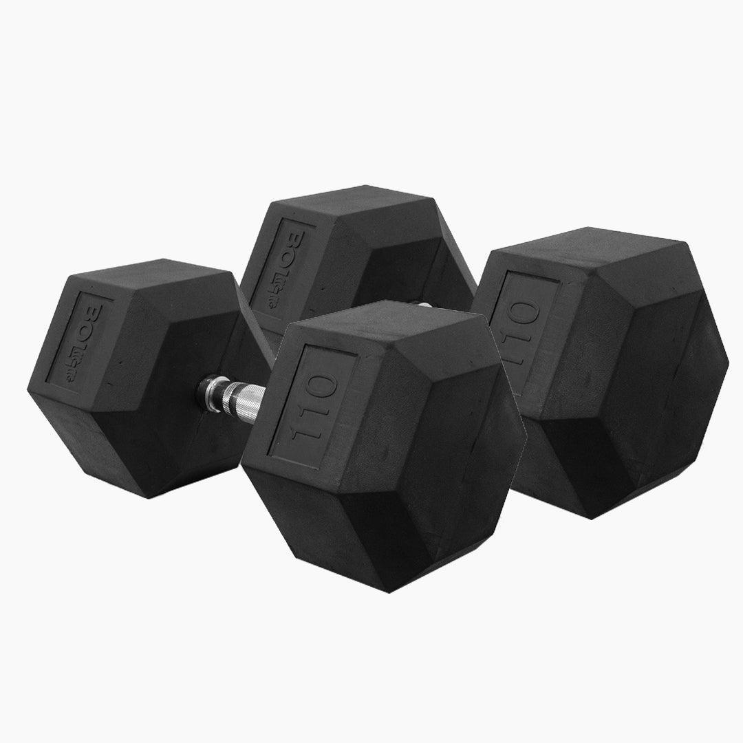 110 Pounds Rubber Hexagon Dumbbell