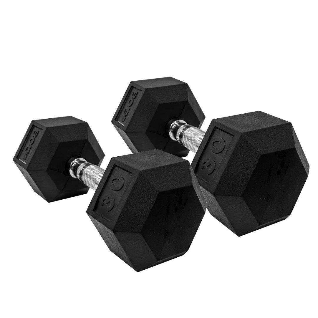 LONESTAR RUBBER HEX DUMBBELL (PAIR AND SETS) - Bolt Fitness Supply