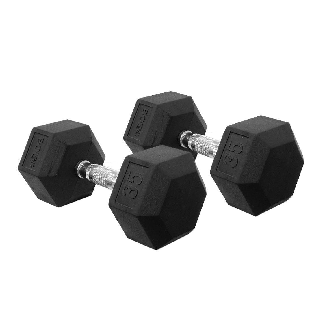 35 Pounds Rubber Hexagon Dumbbell