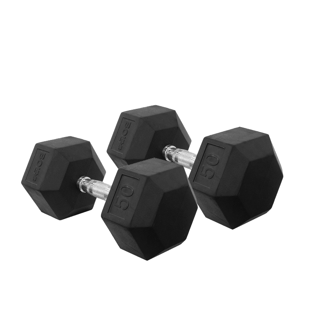 50 Pounds Rubber Hexagon Dumbbell