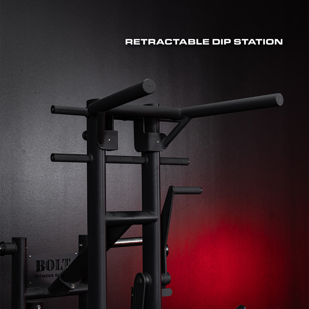 Tomahawk retractable dip station detail picture.