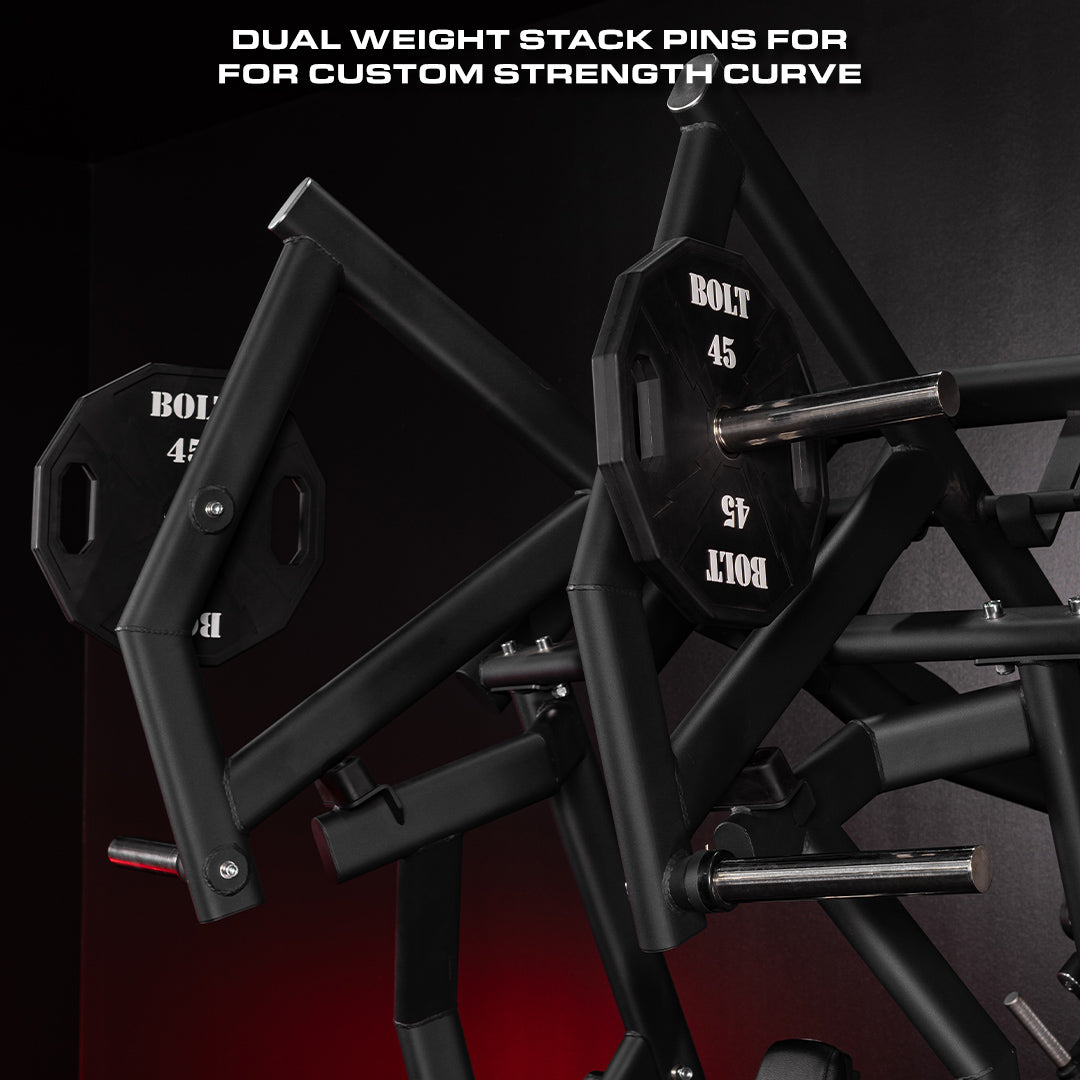 HERO DY ROW dual weight stack pins detail. 