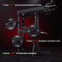 Undertaker Plate Loaded Standing Shoulder Press – showing 2 counterweight pins of 11 inches, 2 - 11 inch weight stack pins and 4 10 inch storage horns