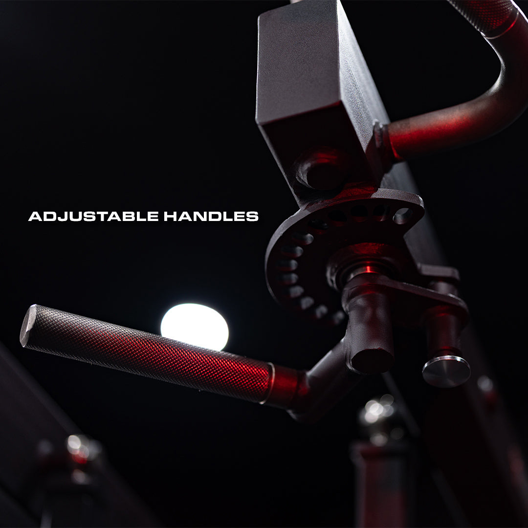 Undertaker Plate Loaded Standing Shoulder Press – detail of adjustable handles.