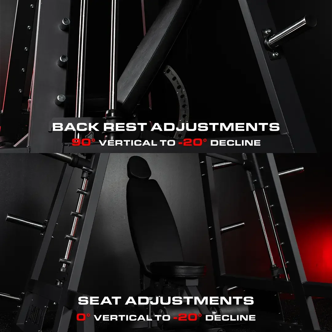 LOKI MULTI ADJUSTMENT 4 in 1 PLATE LOADED SELF SPOTTING DECLINE TO SHOULDER PRESS COMBO