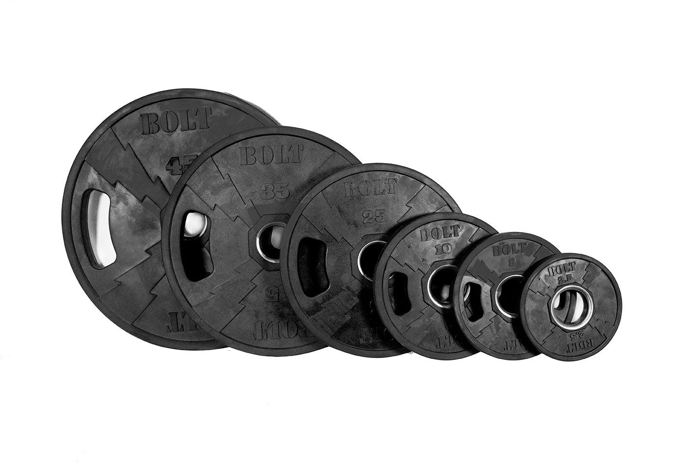 NEW LIGHTNING Rubber Coated Weight Plate Set 175 Lb - Bolt Fitness Supply