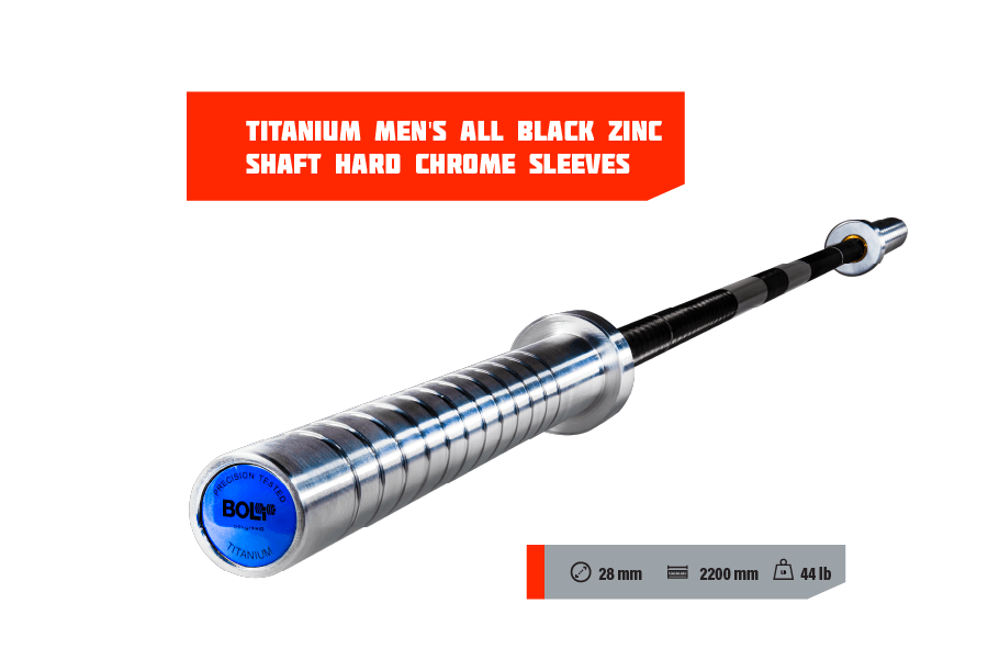 TITANIUM MEN'S ALL BLACK ZINC SHAFT HARD CHROME SLEEVES - Bolt Fitness Supply