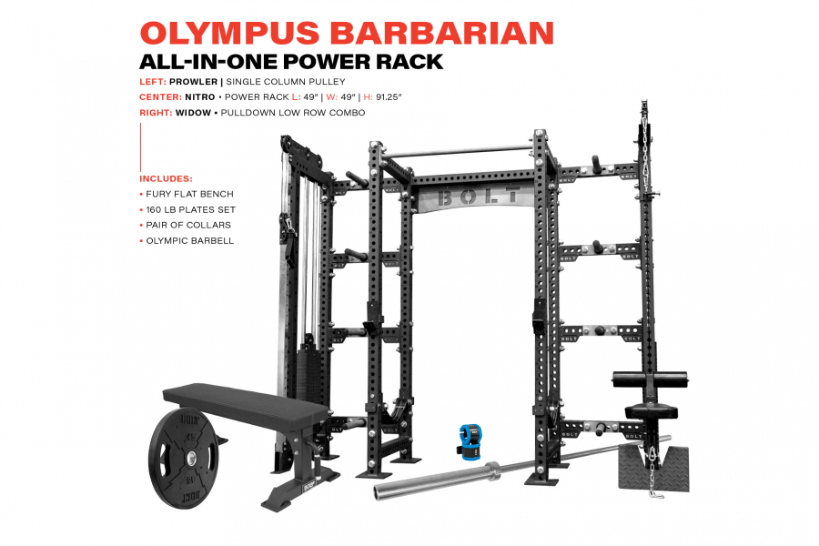OLYMPUS ALL-IN-ONE POWER RACK WITH BARBARIAN HOME GYM PACKAGE - Bolt Fitness Supply, LLC