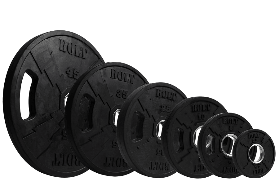 NEW LIGHTNING Rubber Coated Weight Plate Set 265 Lbs - Bolt Fitness Supply, LLC